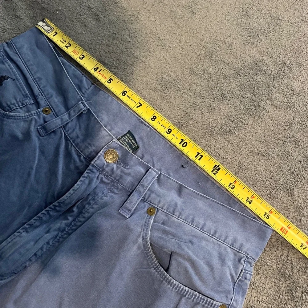 Vintage Polo Ralph Lauren Mens Straight Leg Chinos Blue Faded Cotton Pants 31x30